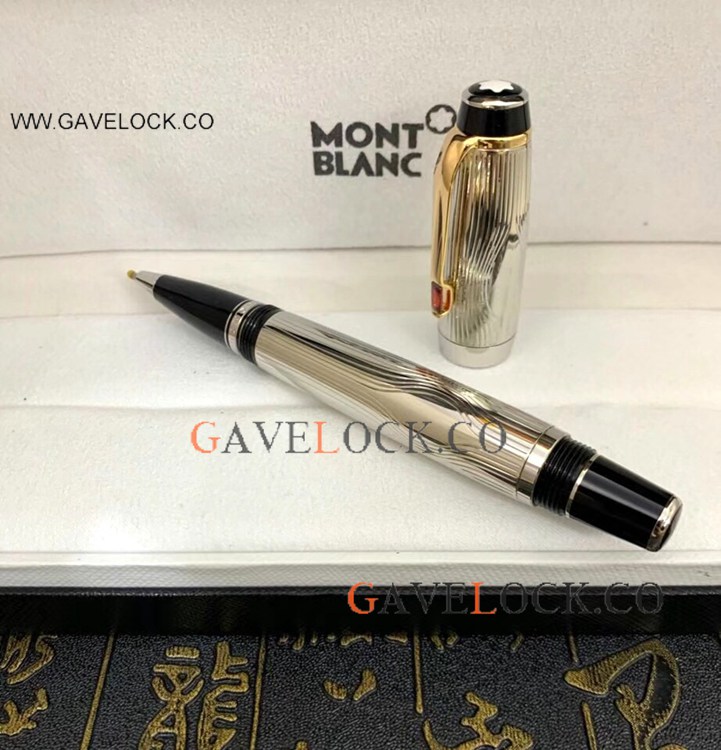 AAA Grade Copy Mont blanc Boheme Rollerball Gold And Silver Wave Barrel